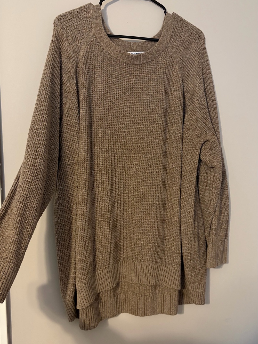 Old Navy Waffle-Knit Crewneck Sweater in Taupe Brown